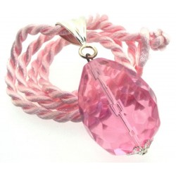 Large Faceted Egg Pink Andara Crystal Pendant